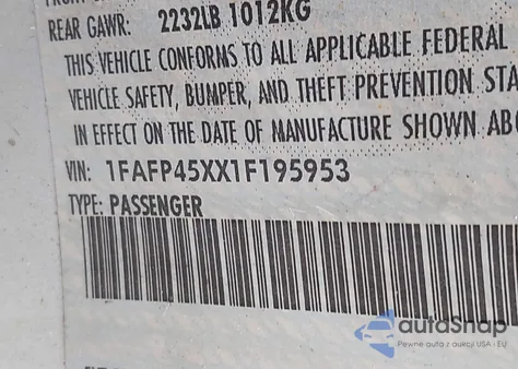2001 Ford Mustang Gt из США, поврежденный, VIN 1FAFP45XX1F195953